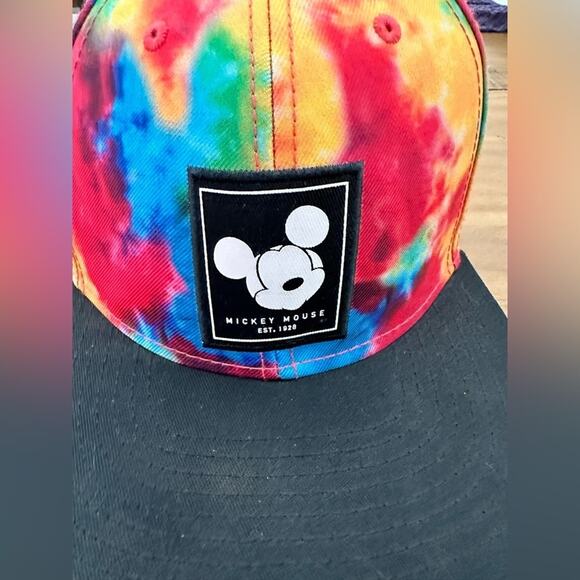 NWT Disney x NEFF Mickey Mouse Box Logo Tie Dye Snapback Hat - Picture 2 of 6